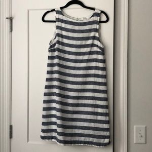 Beach Lunch Lounge Blue White Stripe Linen Dress